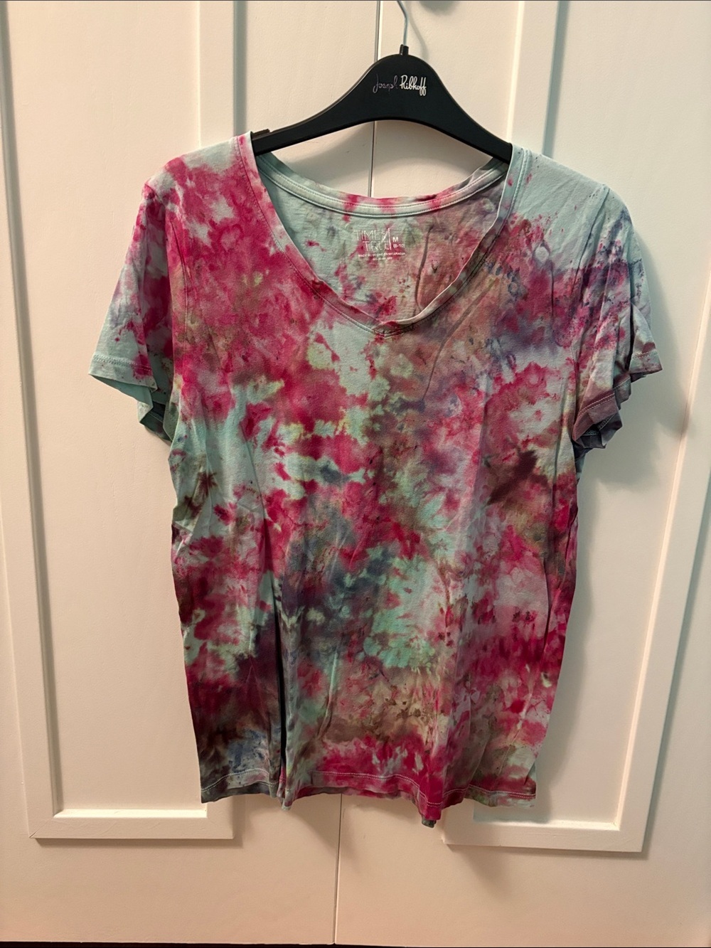 Time and Tru Tie-Dye Short Sleeve Tee in Pink and Aqua
